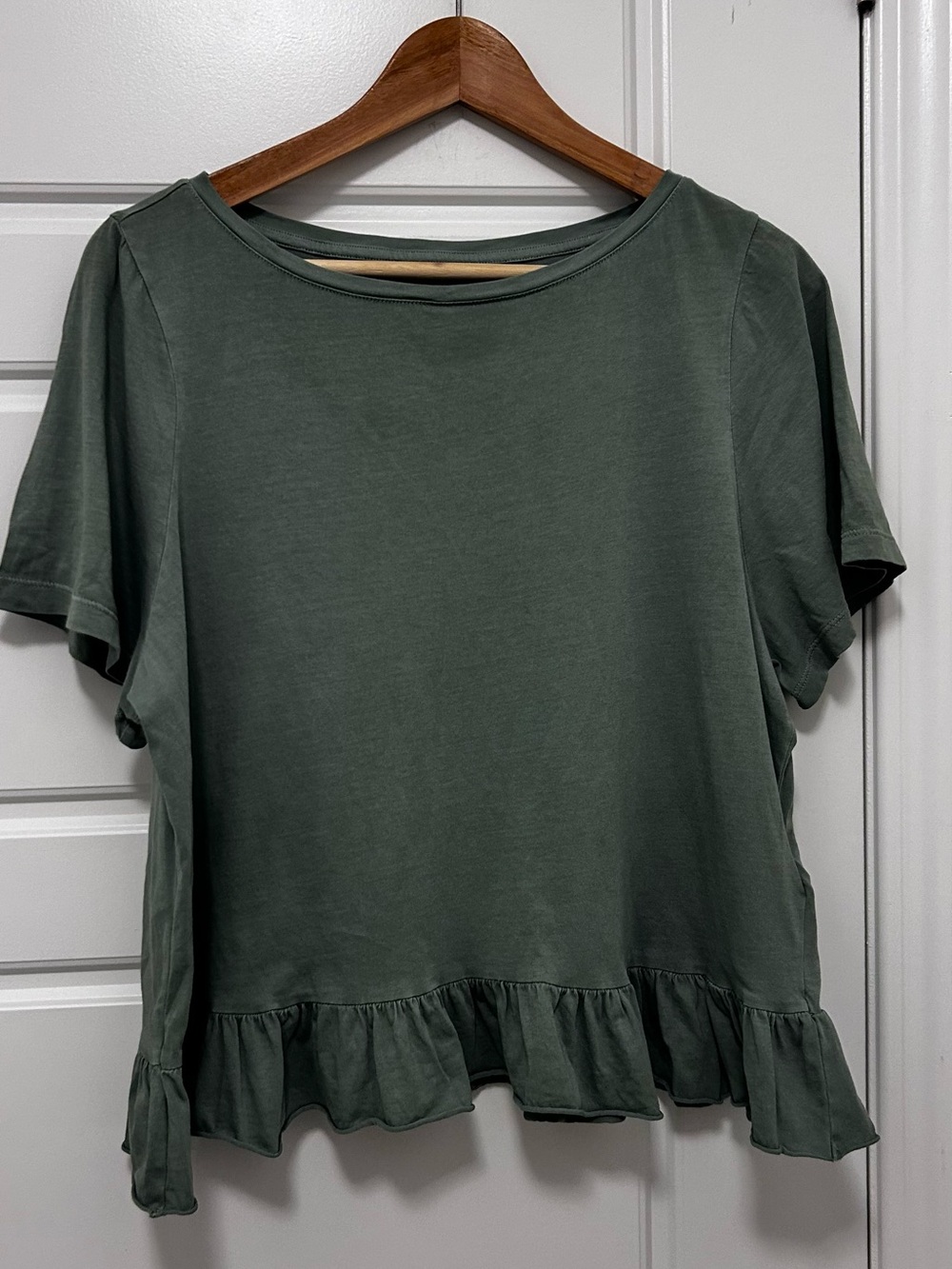 GAP Sage Green Ruffle-Hem Short Sleeve Tee